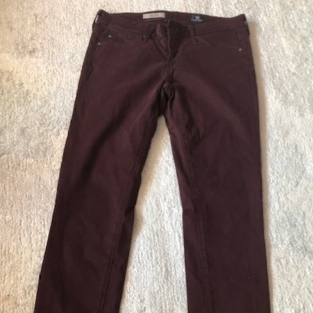 AG The Stilt Cigarette Leg pants in Burgundy
